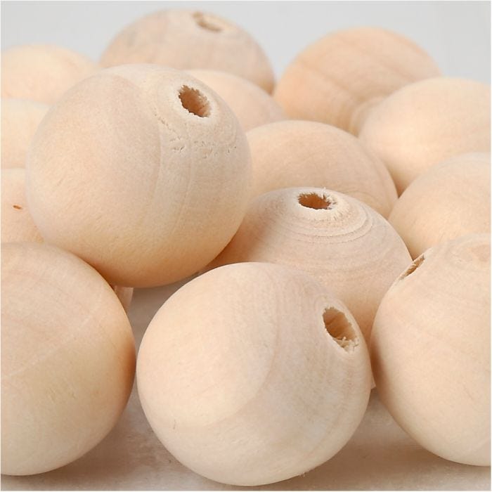 Wooden Bead, dia. 20 mm, hole size 4 mm, 14 pc/ 1 pack