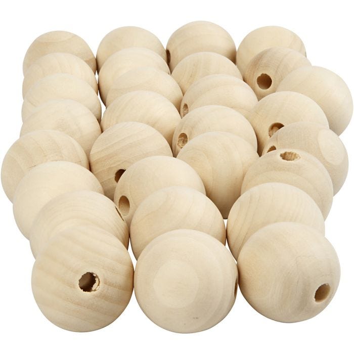 Wooden Bead, dia. 25 mm, hole size 4,5 mm, 100 pc/ 1 pack