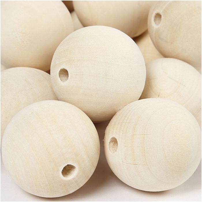 Wooden Bead, dia. 35 mm, hole size 6 mm, 50 pc/ 1 pack