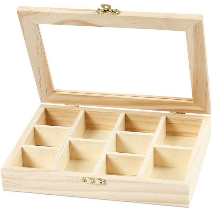 Box with Glass Lid, 15,5x20,5x3,5 cm, 4,3x6,6 cm, 1 pc