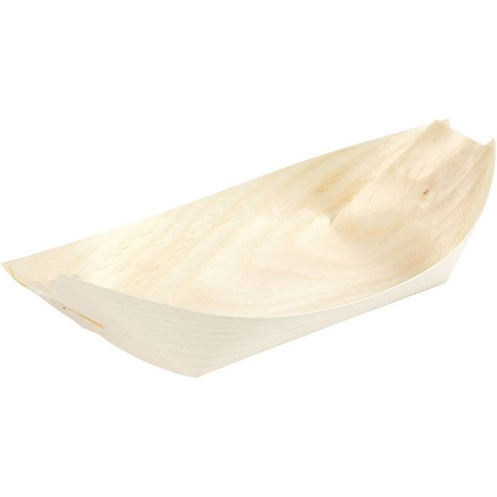 Wooden Boat Plates, H: 4 cm, L: 16,5 cm, W: 9 cm, 12 pc/ 1 pack