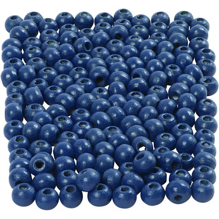Wooden Beads, dia. 5 mm, hole size 1,5 mm, blue, 6 g/ 1 pack