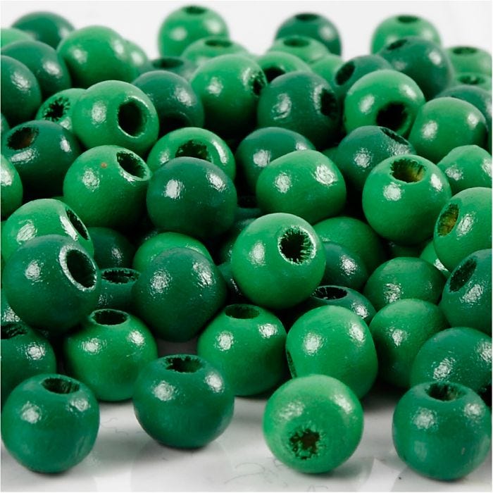 Wooden Beads, dia. 8 mm, hole size 2 mm, green, 15 g/ 1 pack