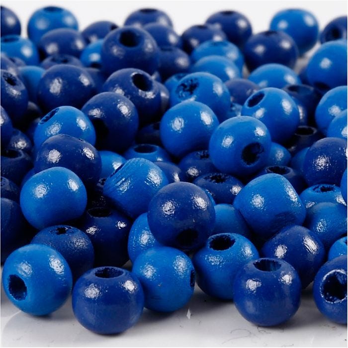 Wooden Beads, dia. 8 mm, hole size 2 mm, blue, 15 g/ 1 pack