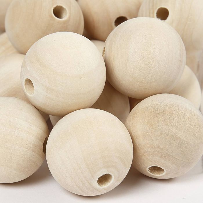 Wooden Beads, dia. 30, hole size 5 mm, 50 pc/ 1 pack