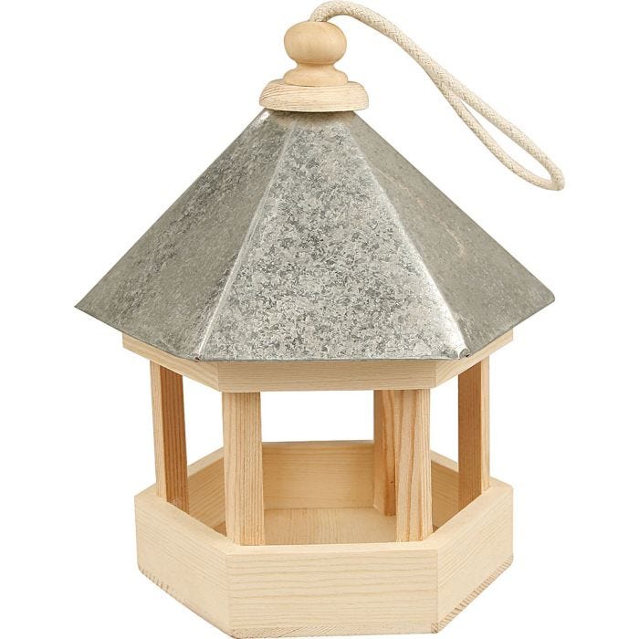 Bird Table with zinc roof, size 22x18x16,5 cm, 1 pc