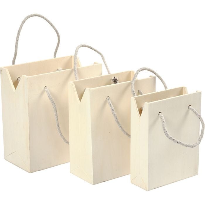 Bag With Handle, H: 12+14+16 cm, D. 5+7+9 cm, W: 16+16,5+18 cm, 3 pc/ 1 set