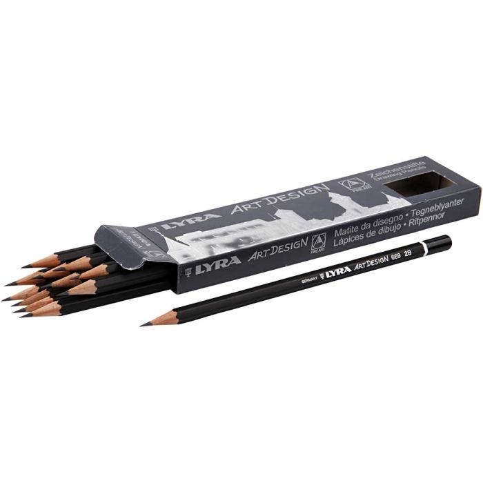 Art Design Drawing Pencils, dia. 6,9 mm, 2B, lead 1,8 mm, 12 pc/ 1 pack