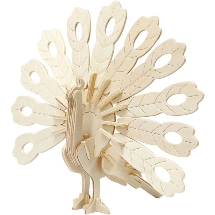 3D Construction figure, peacock, 10x20,5x17,5 cm, 1 pc