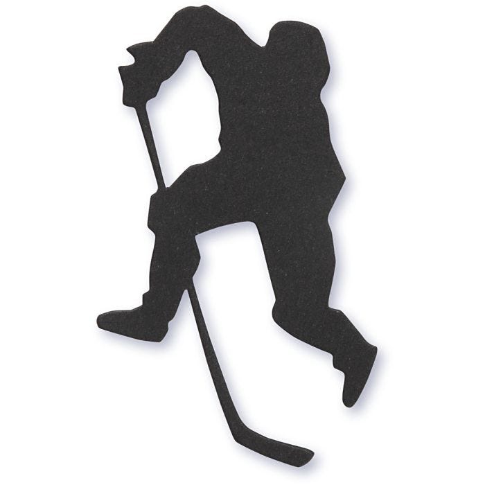 Cardboard Emblem, ice hockey player, size 54x64 mm, black, 10 pc/ 1 pack