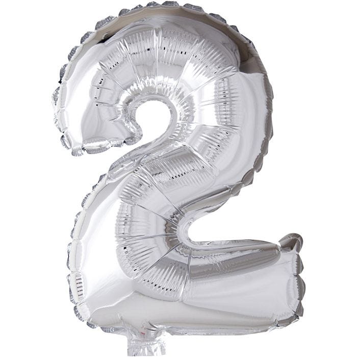 Foil Balloon, 2, 41 cm, silver, 1 pc