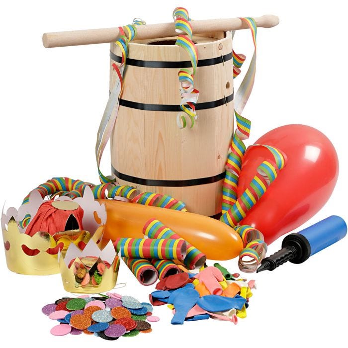 Carnival Barrel with Decorations, H: 38 cm, small, 1 set