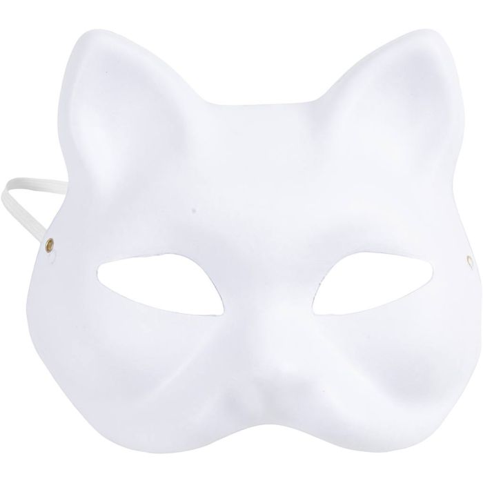 Cat Mask, H: 17,5 cm, W: 18,5, white, 1 pc