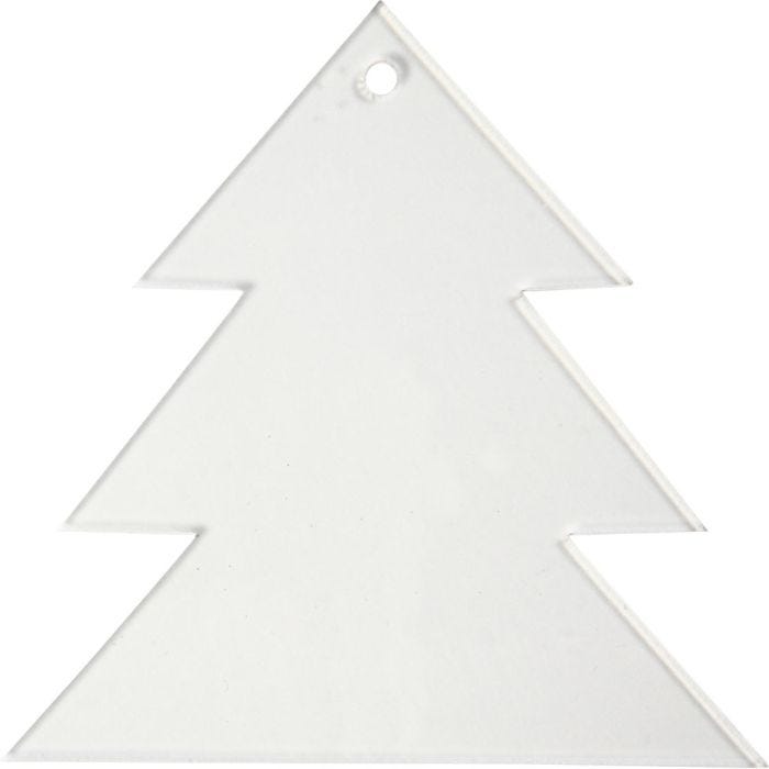 Acrylic ornaments, christmas tree, H: 8 cm, thickness 2 mm, 5 pc/ 1 pack