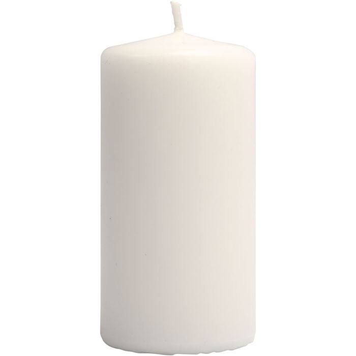 Candles, H: 100 mm, dia. 50 mm, white, 6 pc/ 1 pack