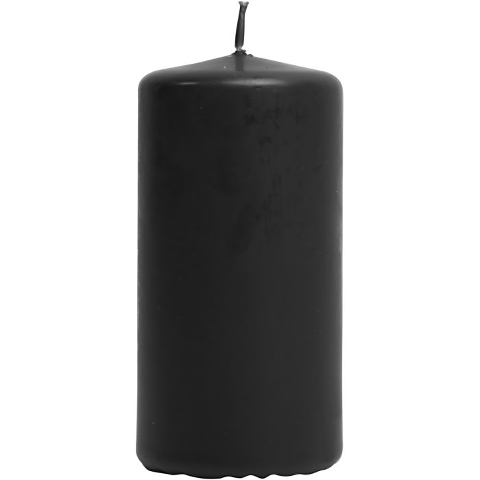 Candles, H: 100 mm, dia. 50 mm, black, 6 pc/ 1 pack