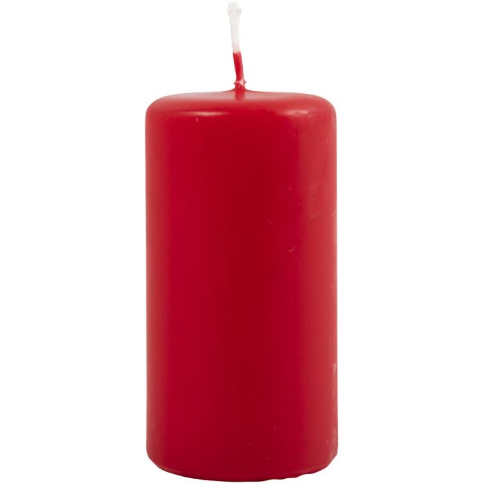 Candles, H: 100 mm, dia. 50 mm, red, 12 pc/ 1 pack