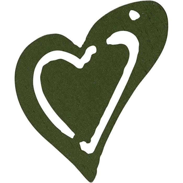 Heart, size 25x22 mm, thickness 1,7 mm, dark green, 20 pc/ 1 pack