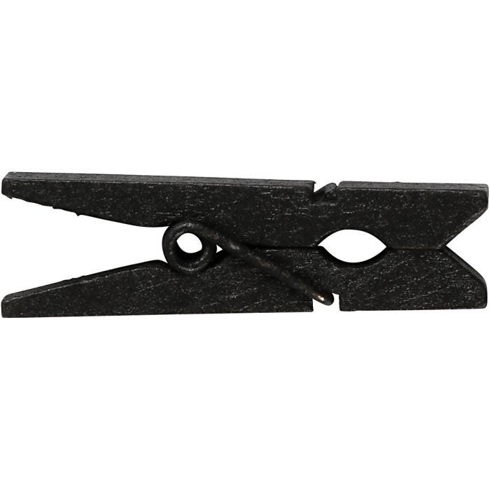 Mini Clothes Peg, size 35x7 mm, thickness 9 mm, black, 20 pc/ 1 pack