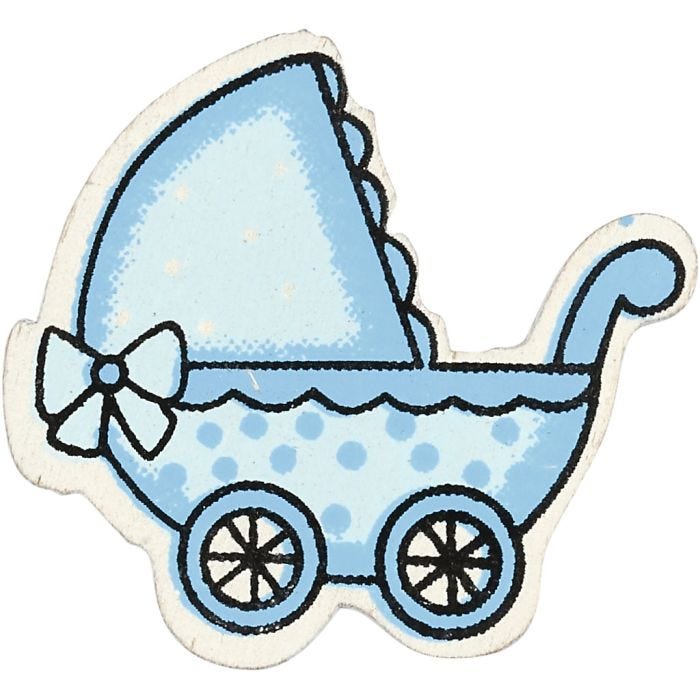 Pram, size 34x31 mm, thickness 1,7 mm, light blue, 10 pc/ 1 pack