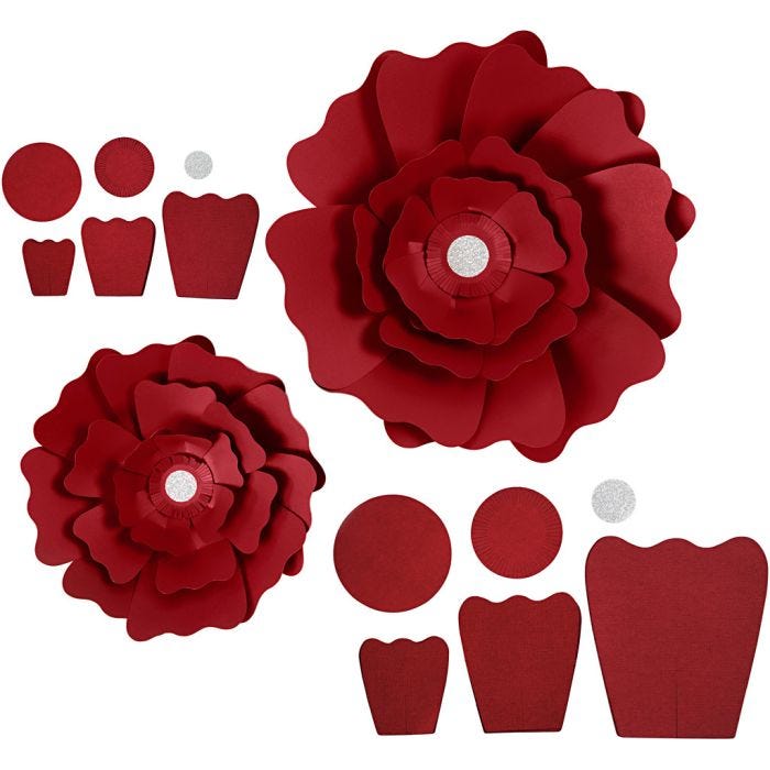 Paper Flowers, dia. 15+25 cm, 230 g, red, 2 pc/ 1 pack