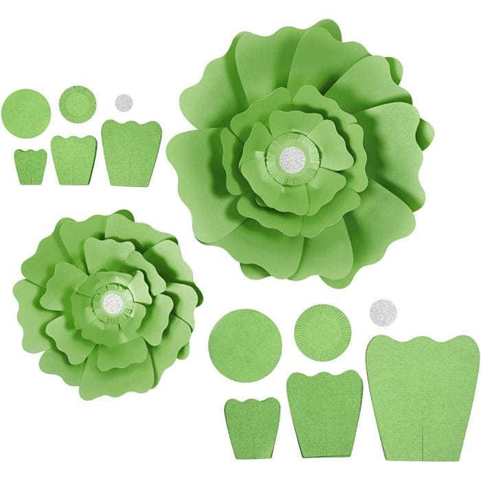 Paper Flowers, dia. 15+25 cm, 230 g, green, 2 pc/ 1 pack