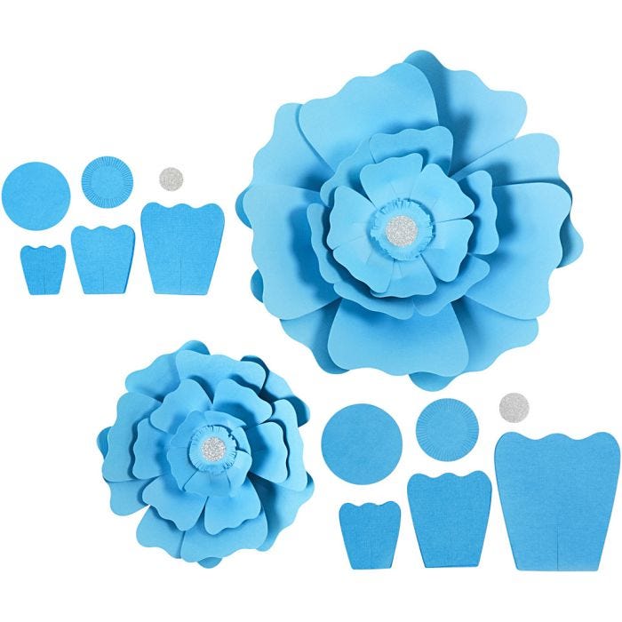 Paper Flowers, dia. 15+25 cm, 230 g, light blue, 2 pc/ 1 pack