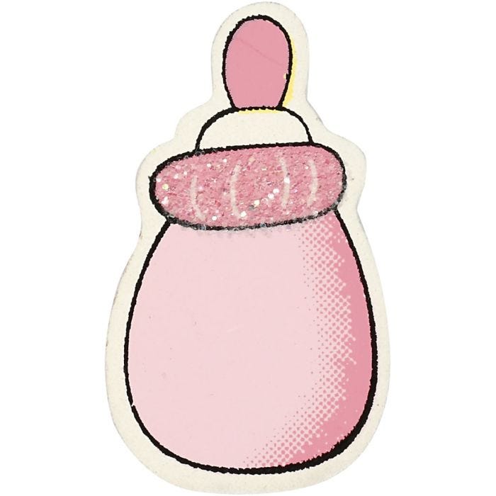 Milk Bottle, size 22x37 mm, thickness 1,7 mm, glitter, light red, 10 pc/ 1 pack
