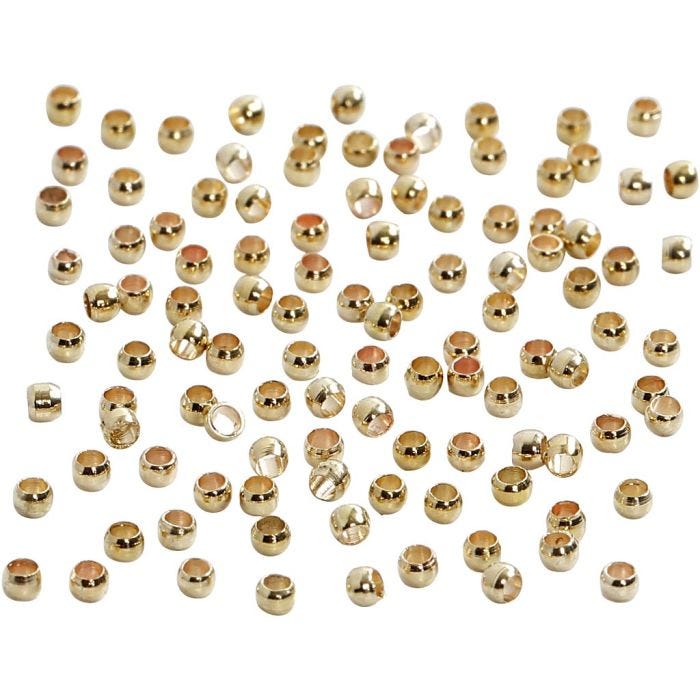Crimp Beads, dia. 2 mm, gold, 100 pc/ 1 pack
