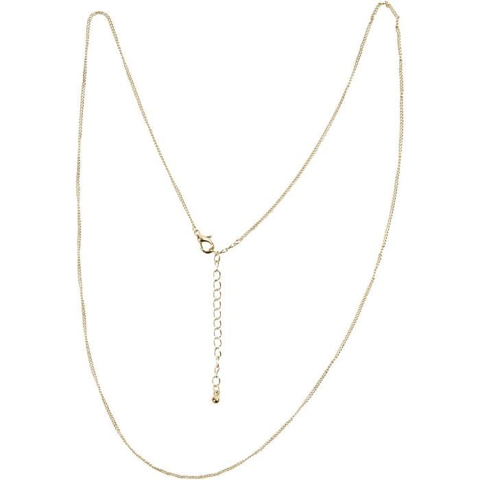 Chain, L: 80 cm, dia. 1 mm, gold-plated, 1 pc