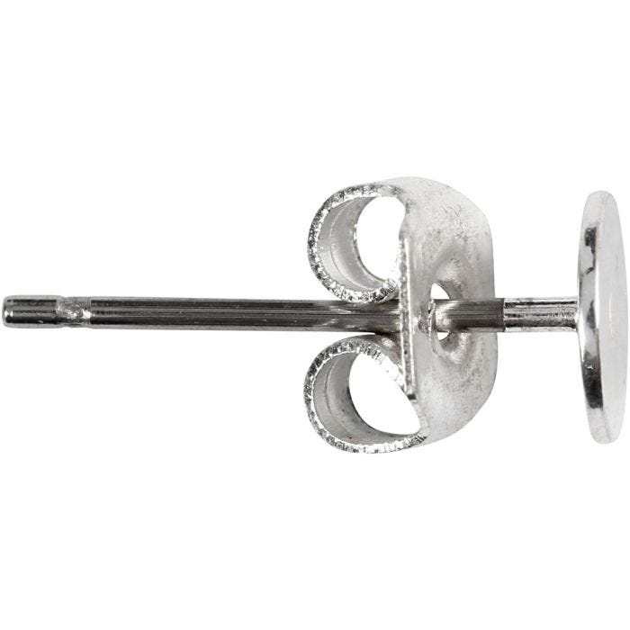 Stud Earrings, L: 13 mm, silver-plated, 10 pc/ 1 pack