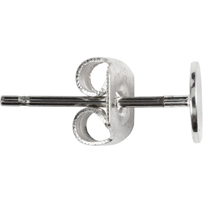 Stud Earrings, L: 13 mm, silver-plated, 100 pc/ 1 pack