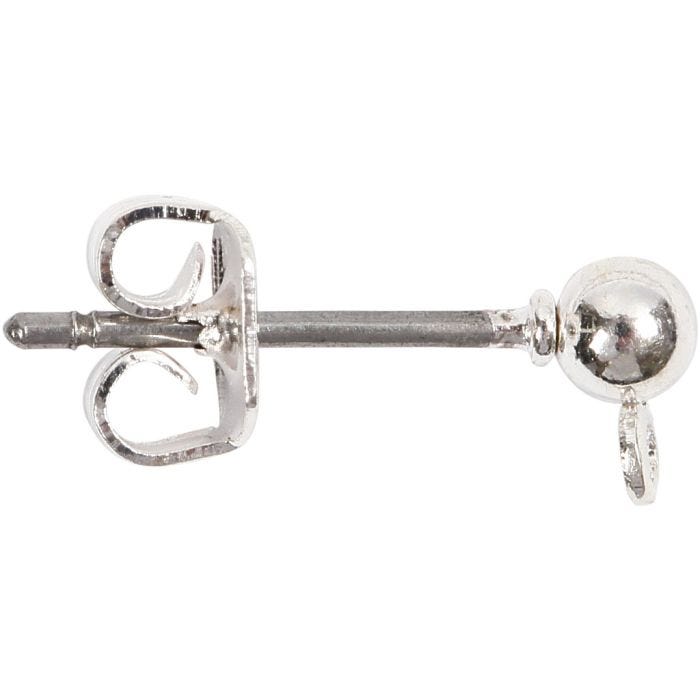Stud Earrings, L: 13 mm, silver-plated, 100 pc/ 1 pack