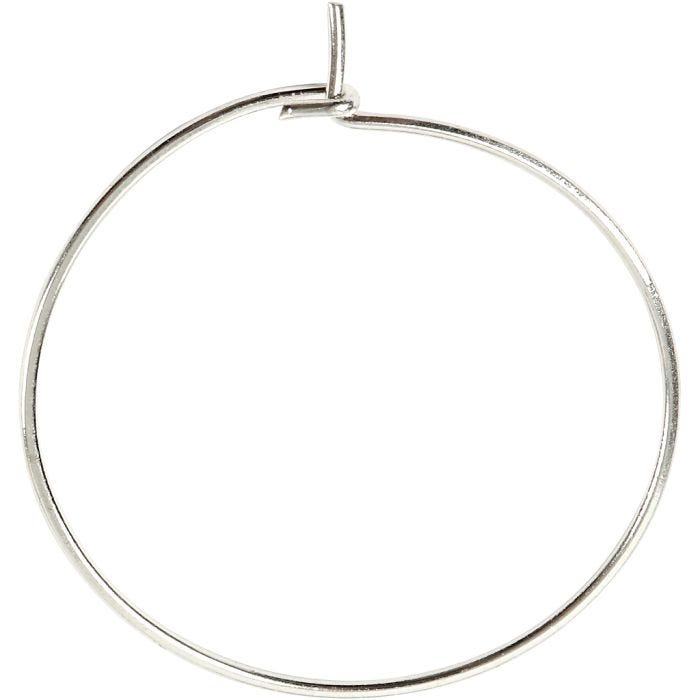 Beading Hoops, dia. 20 mm, silver-plated, 8 pc/ 1 pack