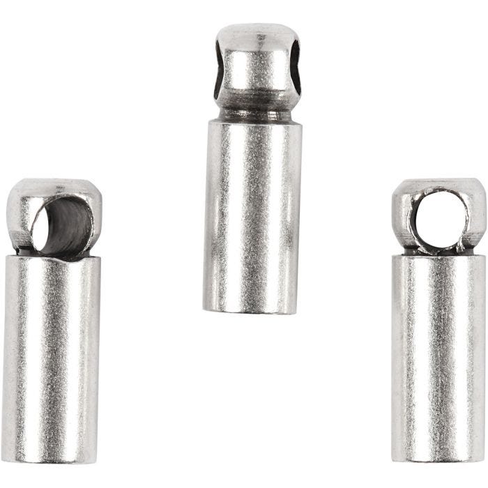 End Caps, L: 8 mm, dia. 2 mm, silver-plated, 10 pc/ 1 pack