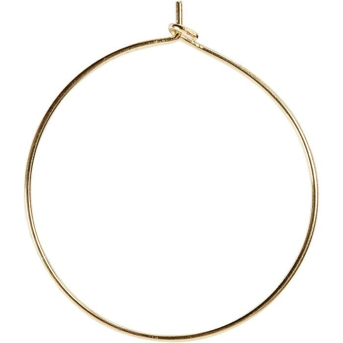 Beading Hoops, dia. 30 mm, gold-plated, 6 pc/ 1 pack