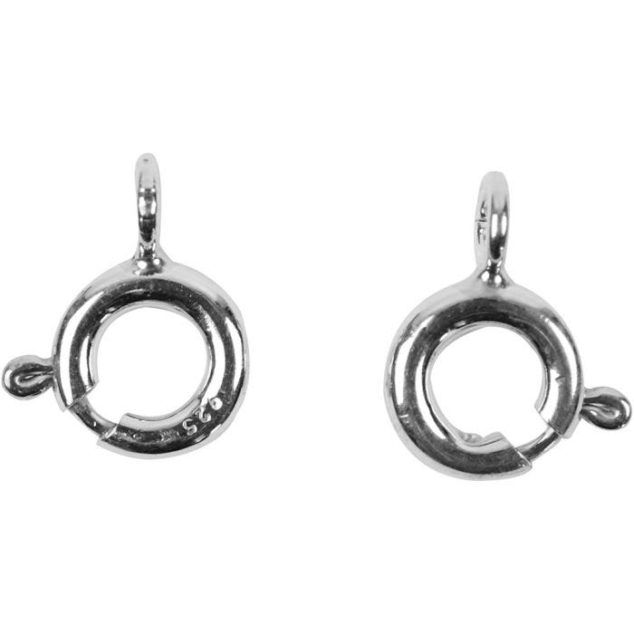 Spring Ring Clasps, dia. 6 mm, silver, 10 pc/ 1 pack