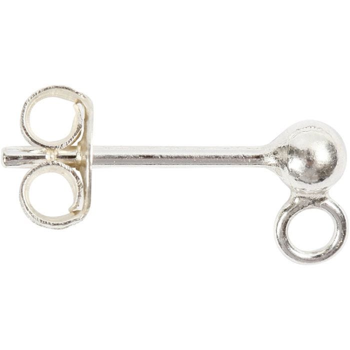 Stud Earrings, L: 13 mm, silver, 10 pc/ 1 pack
