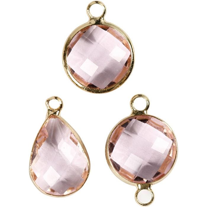 Jewellery Pendant, 15-20 mm, 2 mm, light rose, 1 pack