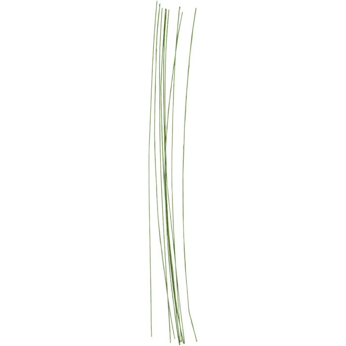 Floral stem wire, L: 30 cm, dia. 0,6 mm, green, 20 pc/ 1 pack