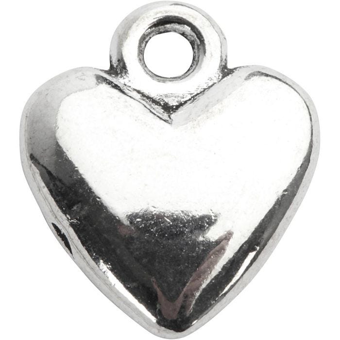 Heart pendant, size 13x15 mm, silver-plated, 10 pc/ 1 pack