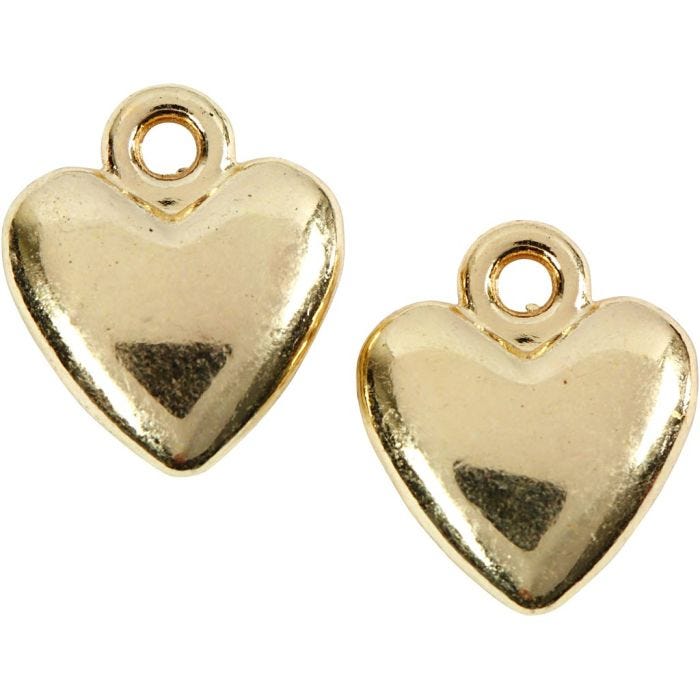 Heart pendant, size 13x15 mm, gold-plated, 10 pc/ 1 pack