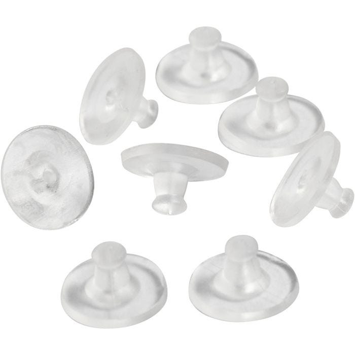 Earring Stud Backs, dia. 10 mm, transparent, 10 pair/ 1 pack