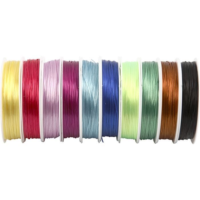 Elastic Cord, thickness 1 mm, assorted colours, 10x25 m/ 1 pack