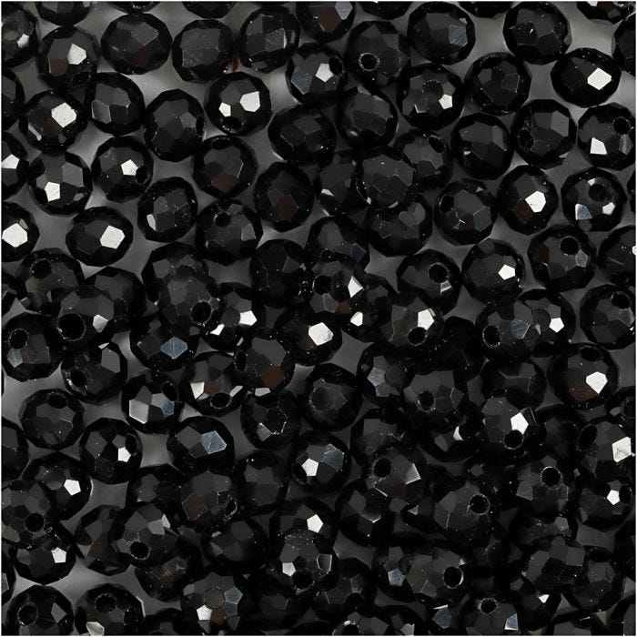 Faceted Beads, size 3x4 mm, hole size 0,8 mm, metallic black, 100 pc/ 1 pack