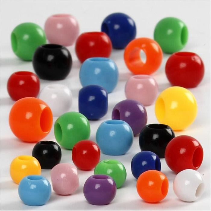 Pony Beads, size 6-10 mm, hole size 3-5 mm, 85 g, 150 ml/ 1 pack