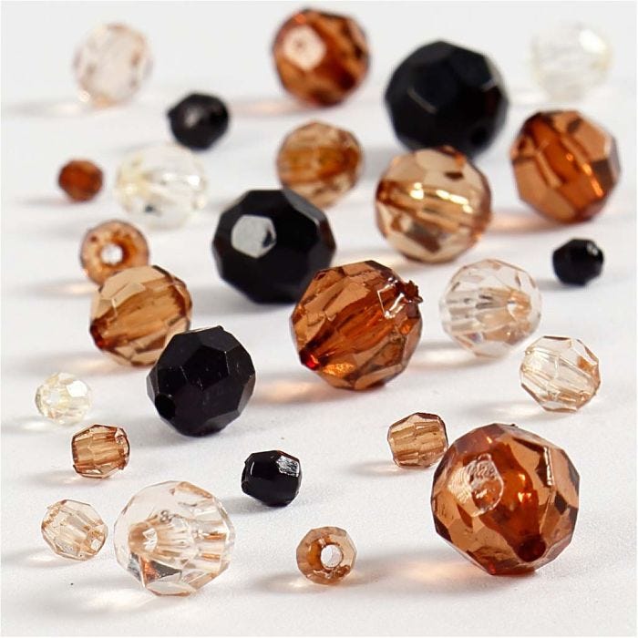 Faceted Bead Mix, size 4-12 mm, hole size 1-2,5 mm, golden, 50 g/ 1 pack