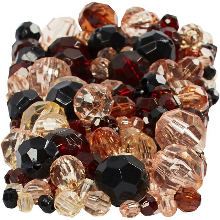 Facet Beads, size 4-12 mm, hole size 1-2,5 mm, golden, 250 g/ 1 pack