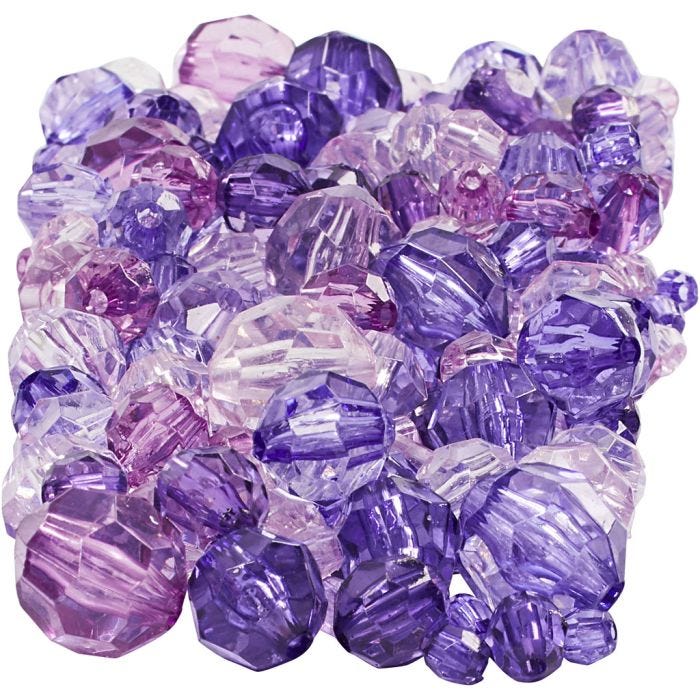 Facet Beads, size 4-12 mm, hole size 1-2,5 mm, purple, 250 g/ 1 pack