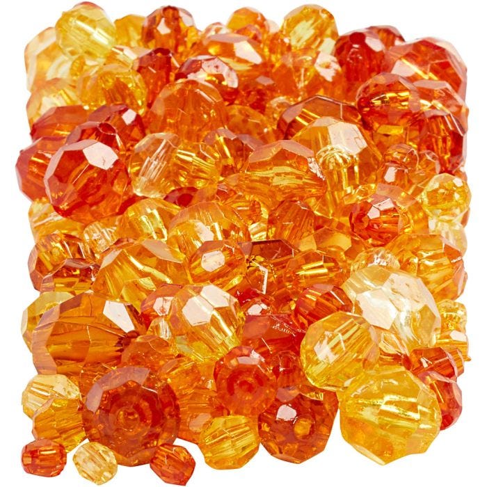 Facet Beads, size 4-12 mm, hole size 1-2,5 mm, yellow (32227), 250 g/ 1 pack